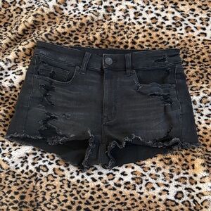 American Eagle Outfitters Black Ripped Jean Shorts